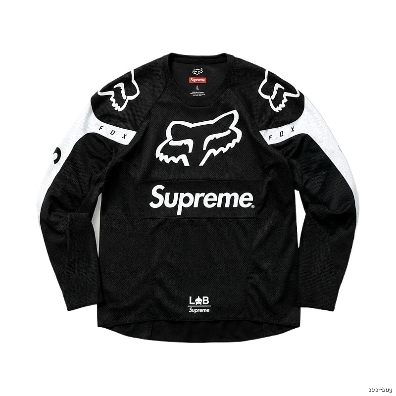 Supreme black and white trendy long-sleeved shirt