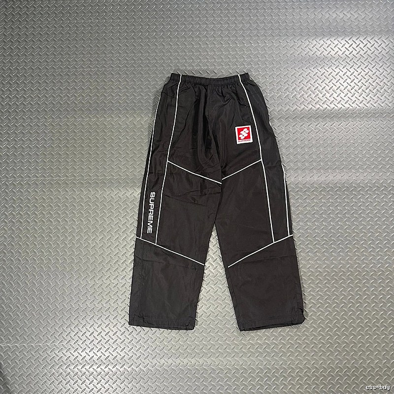 Supreme Black Utility Track Pants with Contrast Seams