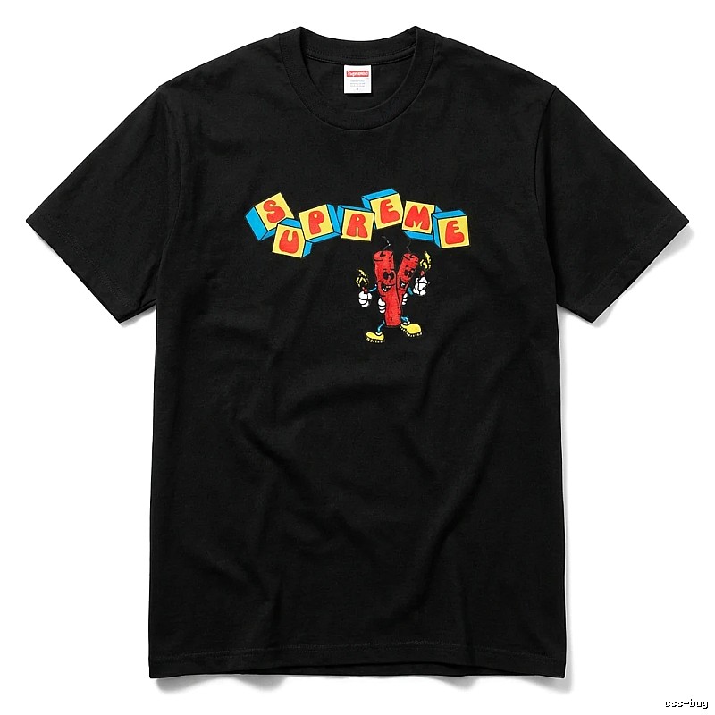 Supreme Cartoon Square Style Black T-shirt