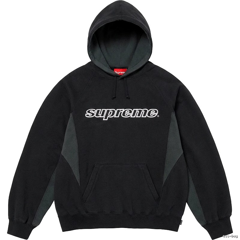 Supreme patchwork-style black hoodie