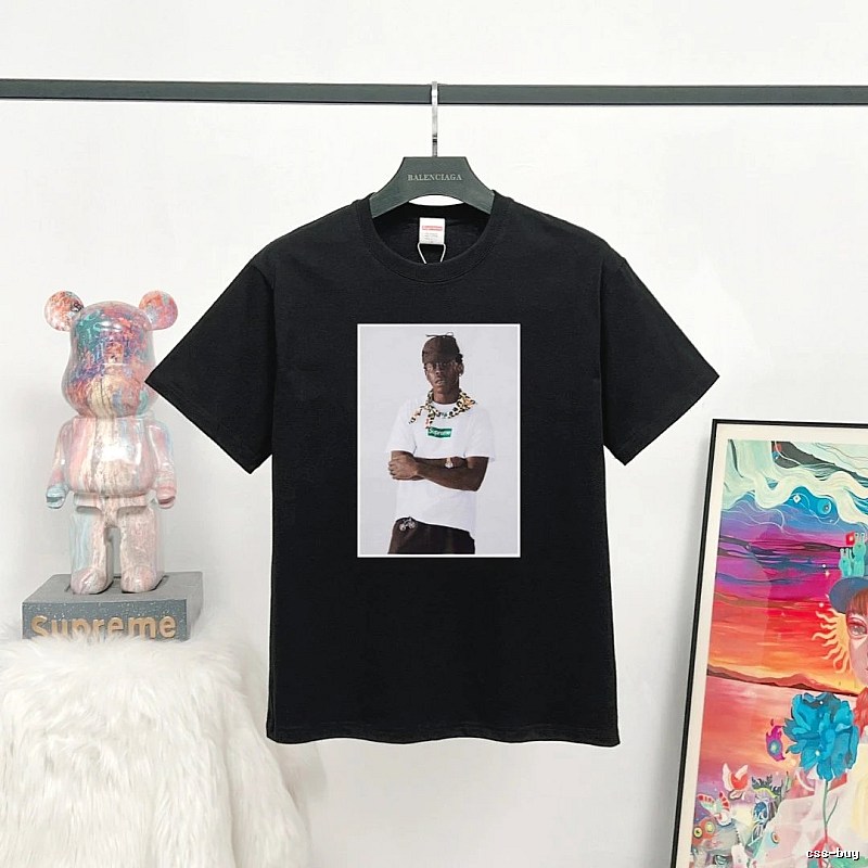 Supreme Portrait Print Street Style Black T-Shirt