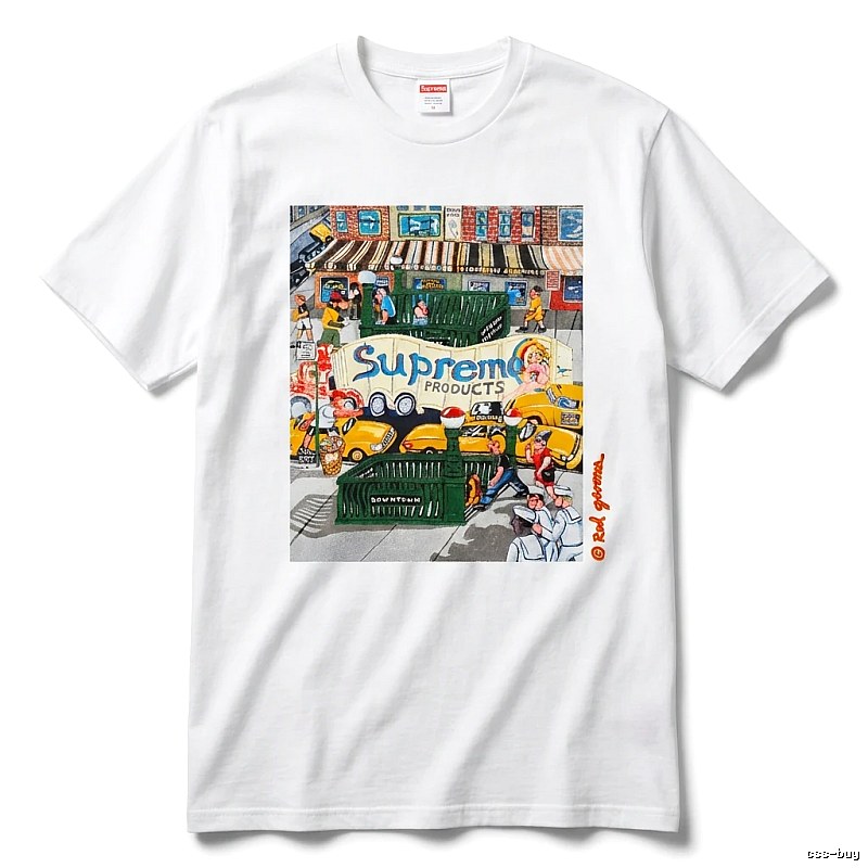 Supreme street style white T-shirt