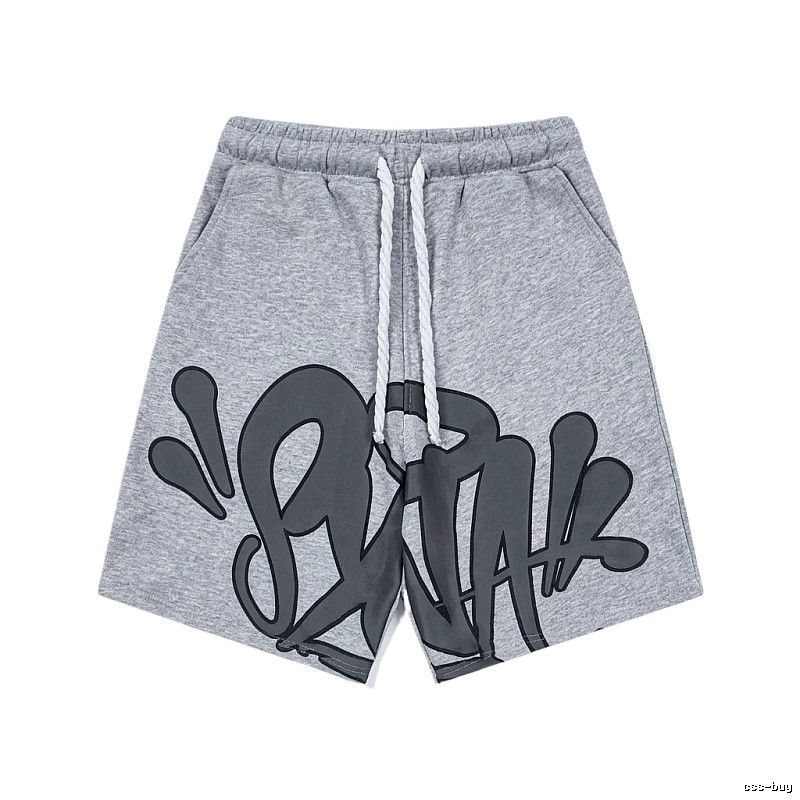 SynaWorld graffiti-style gray shorts