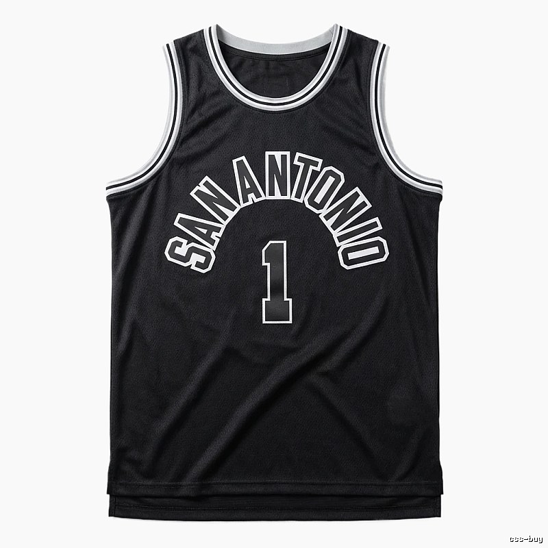 The black jersey of the San Antonio Spurs' Wembanyama style.