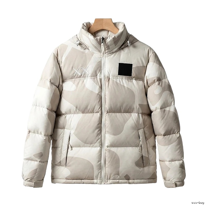The North Face camouflage-style white down jacket