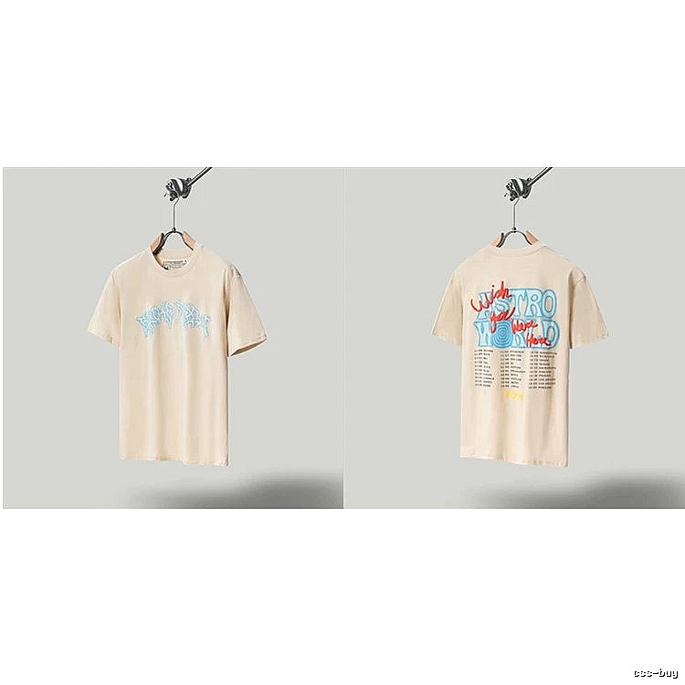 Travis Scott Astro Street Style Apricot Beige Short Sleeve T-Shirt