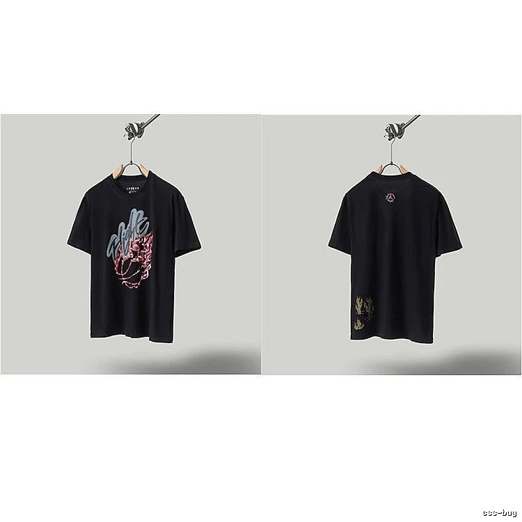 Travis Scott x Air Jordan Graffiti-style Black Short-sleeve T-shirt