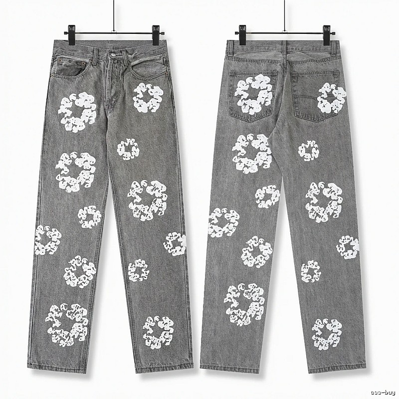 Vintage Style Gray Pants with DENIM TEARS Print