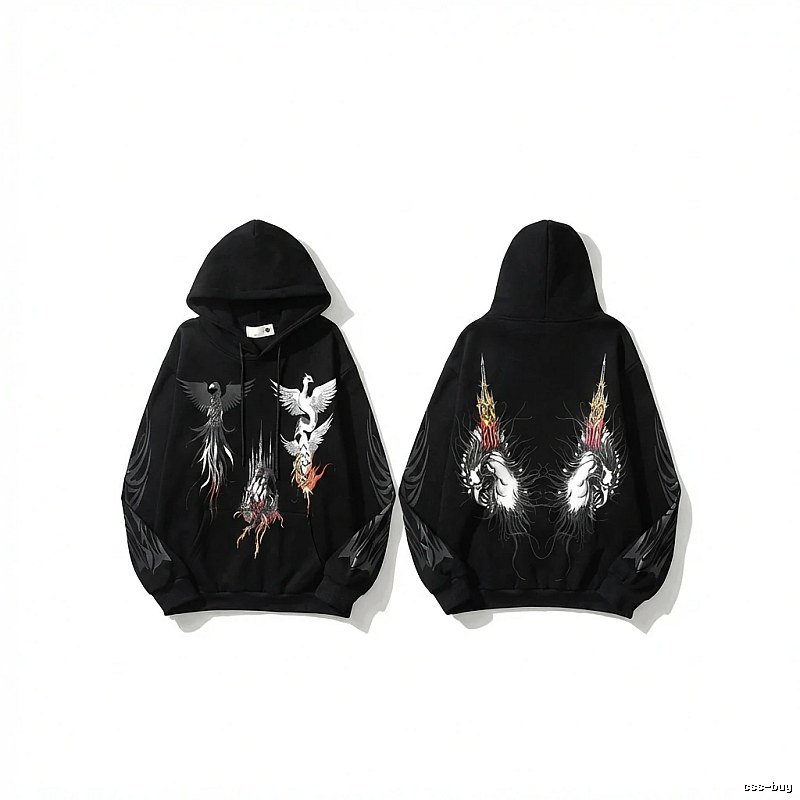 WDW Trendy Brand Chinese Style Embroidery Black Hoodie