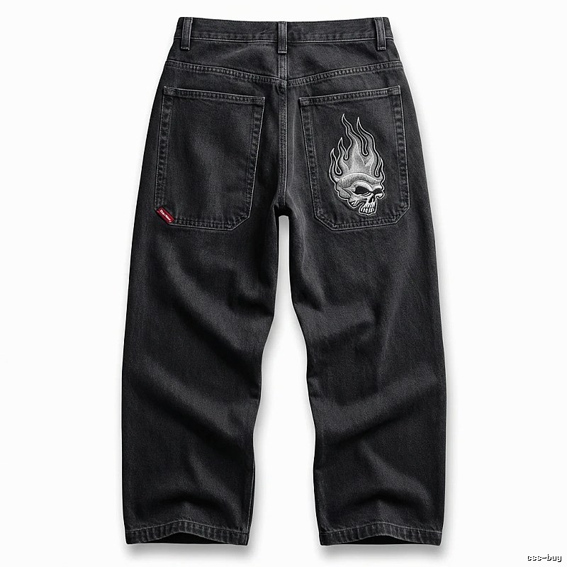 Y2K Fear of God Flame Black Denim Shorts